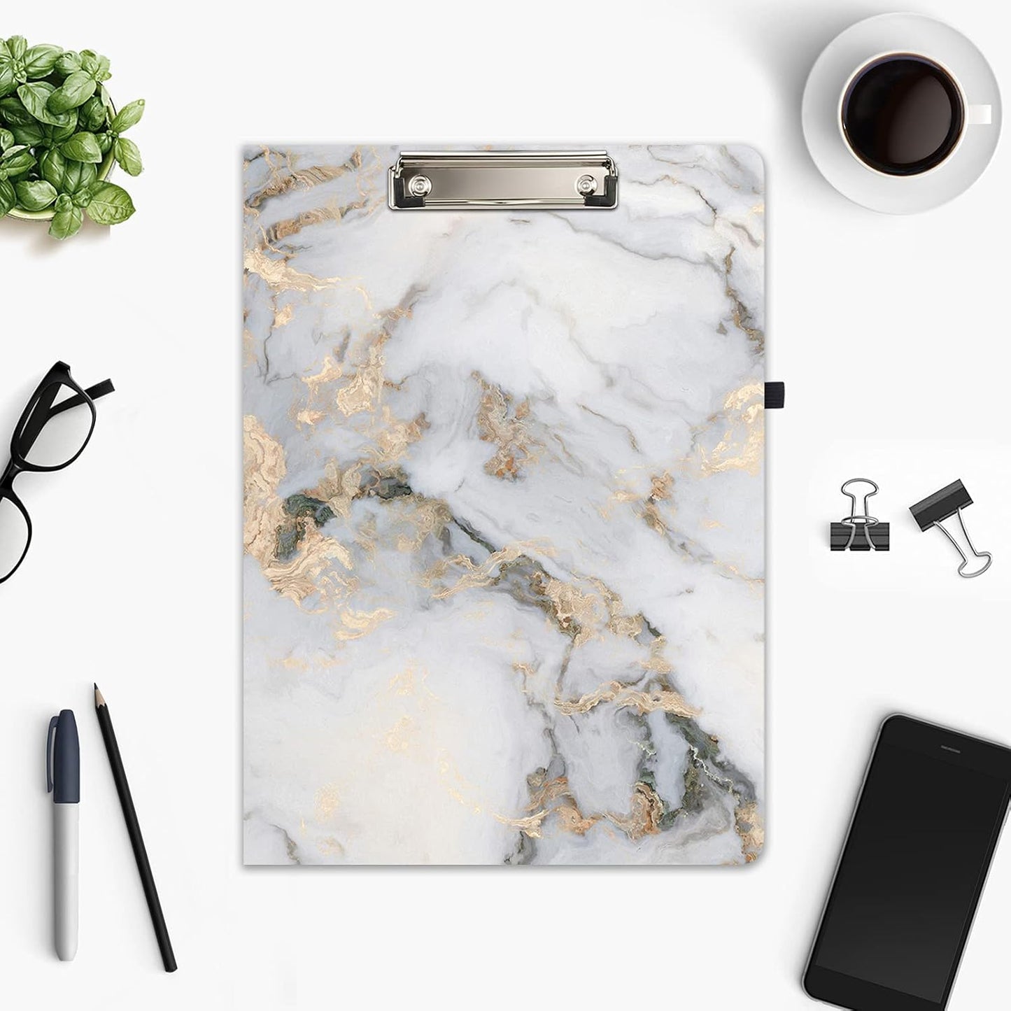 Hongri Clipboard Folio with Refillable Lined Notepad and Interior Storage Pocket for Students, Classroom, Office, Women, Man, Cute Custom Pattern, Size 12.8 x 9.2 in, Classic Flower