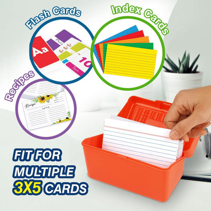 H4D Index Card Holder 3x5, Index Card Box Organizer Case, 3x5 Flash Note Card Holder, 3 Packs (Pastel Colors)