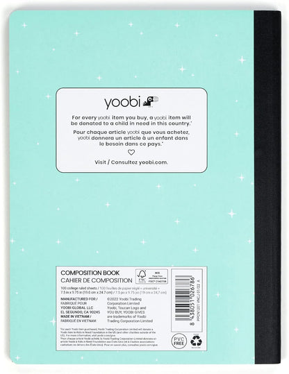 Yoobi College Ruled 8 x 10.5” Spiral Notebook Set – 3-Pack of 1 Subject Notebooks, Pink, Purple & Black Celestial Patterns – 150 Perforated 3-Hole Punched Sheets