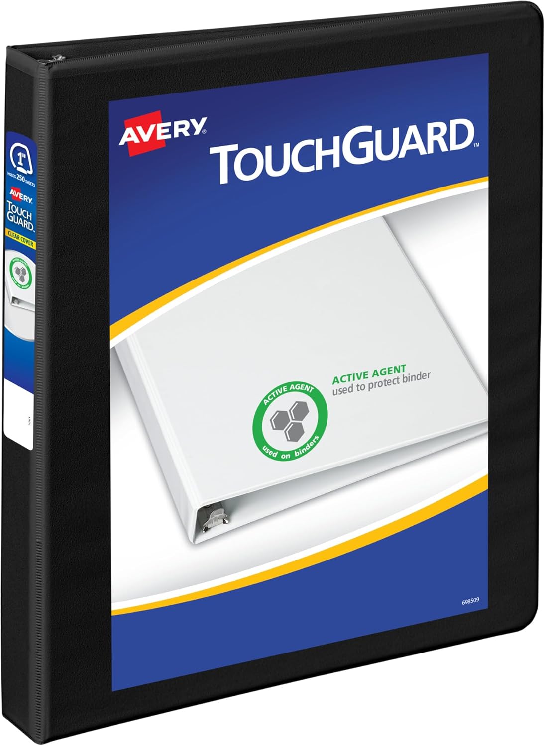 Avery TouchGuard Protection 3 Ring Binder, Customizable Cover, 1.5 Inch Slant Rings, 1 White Binder (17142)