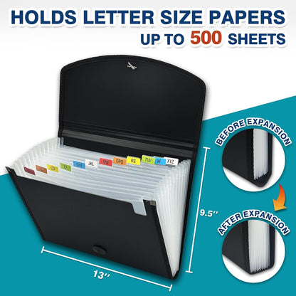 H4D 13-Pocket Accordion File Organizer with Mesh Pocket, Expanding File Folder with Tabs, Expandable Document Organizer for Home Office School, Letter Size, Teal