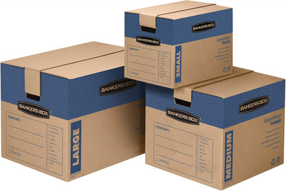 Bankers Box Large Prime Moving Box 6 Pack, Reinforced Handles, Tape-Free Assembly, Attached Lid, 18-in x 18-in x 24-in (0062904)