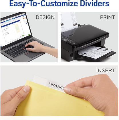 Avery Insertable Dividers for 3 Ring Binder, 5-Tab Set, Clear Big Tabs, Buff Paper with Gold-Reinforced, 1 Set, Great for Organizing Projects, Reports, Finances, and More (11110)