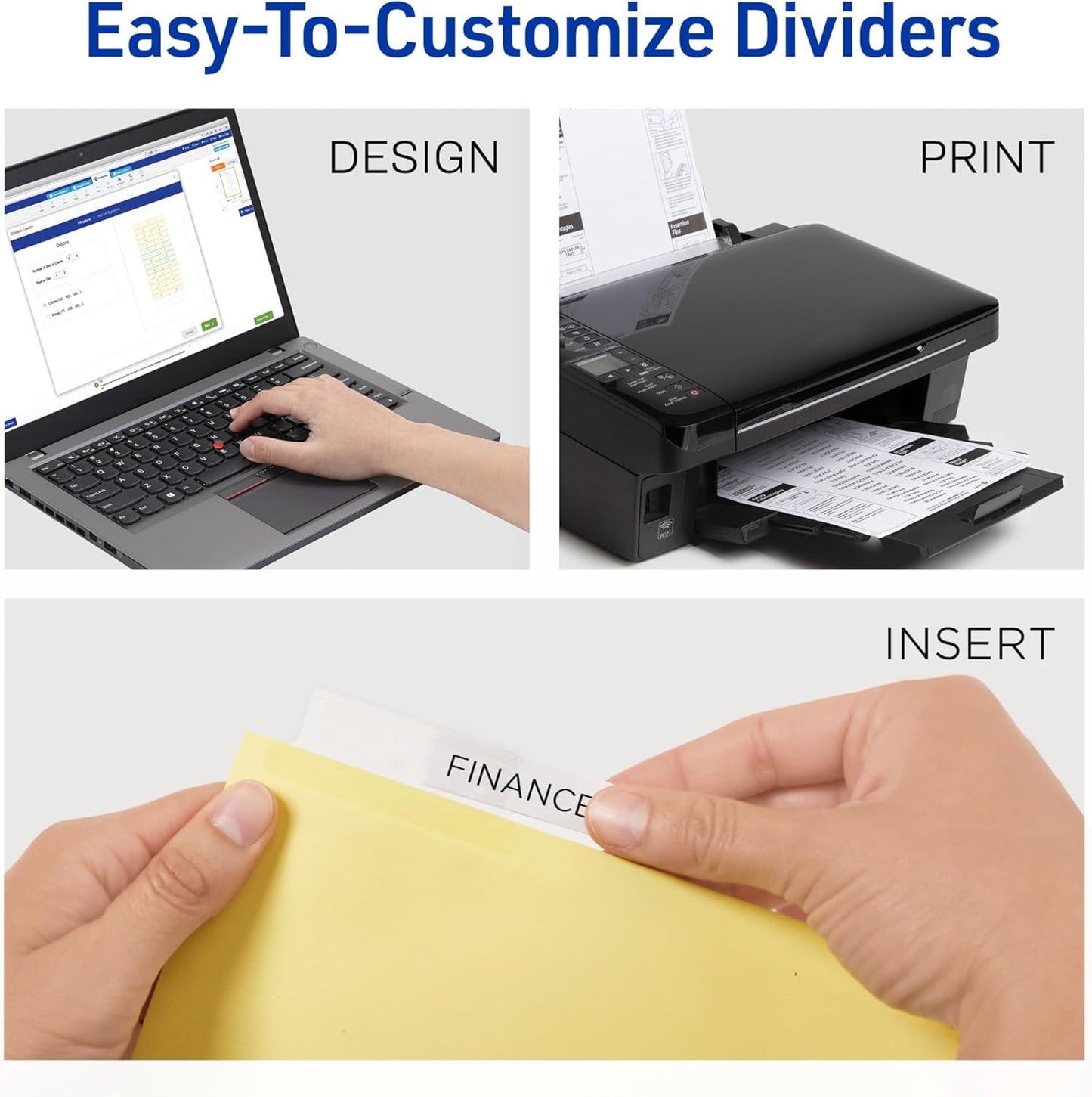 Avery Insertable Dividers for 3 Ring Binder, 5-Tab Set, Clear Big Tabs, Buff Paper with Gold-Reinforced, 24 Sets, Great for Organizing Projects, Reports, Finances, and More (11113)