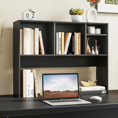 Tangkula Desktop Bookshelf, Countertop Storage Hutch with 5 Shelves for Computer Desk, Desk 3-Tier Display Rack, Multipurpose Wood Desktop Hutch Storage Organizer for Dorm Office Home