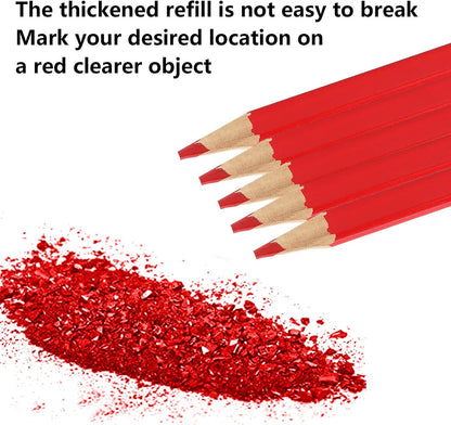 10Pcs Red Carpenter Pencils,170mm Flat Octagonal Carpentry Hard Construction Pencils, Wooden Lead Pencil, Flat Wooden Lead Carpenter for Wood Working Architect Marking(Red)