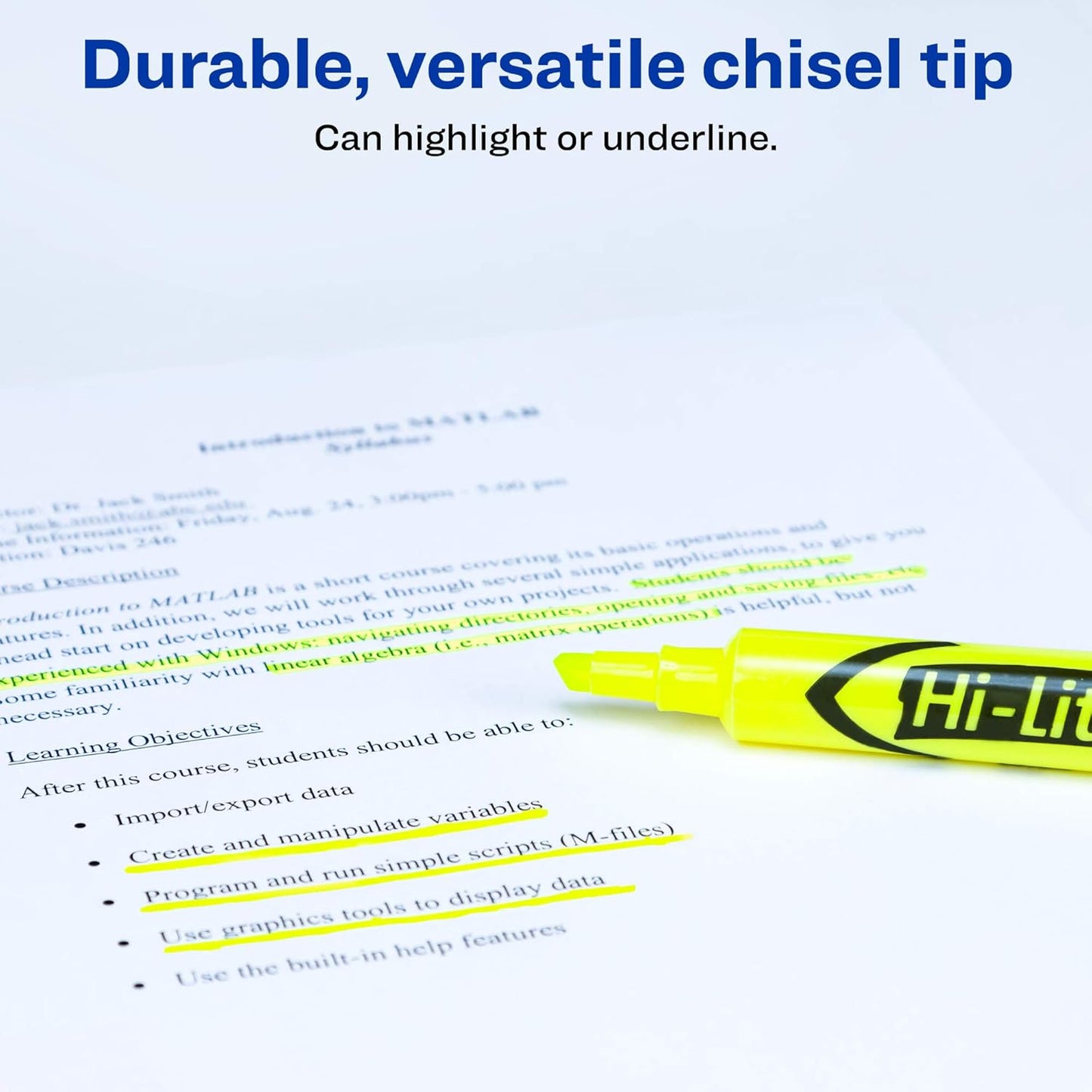 Avery Hi-Liter Desk-Style Highlighters, Smear Safe Ink, Chisel Tip, 2 Yellow Highlighters (24081)