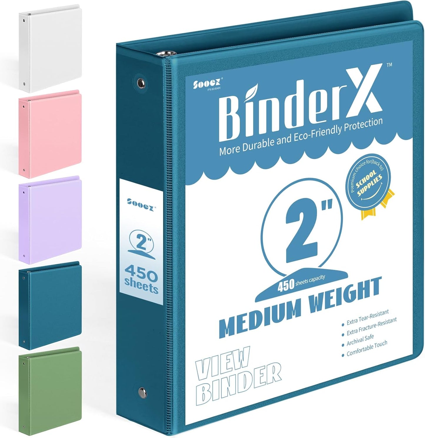 BinderX Extra Durable 3 Ring Binder, Round Rings 1 Inch Binder, Fits 175 Sheets of 8.5x11 Paper, Customizable View Cover with Inside Pockets, Cute 1" Binders, 1 Inch Binders 3 Ring, Pink