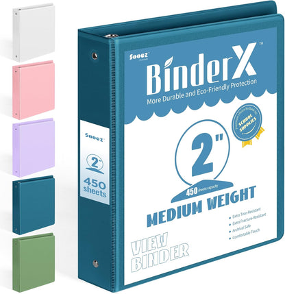BinderX Extra Durable 3 Ring Binder, Round Rings 1 Inch Binder, Fits 175 Sheets of 8.5x11 Paper, Customizable View Cover with Inside Pockets, Cute 1" Binders, 1 Inch Binders 3 Ring, Pink