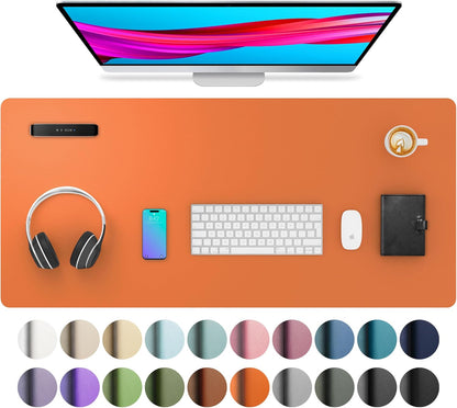 Aothia Leather Office Desk Pad Protector, Non-Slip PU Leather Desk Blotter, Waterproof Laptop Writing Mouse Pad for Office and Home, Black, 31.5" x 15.7" - Colors B