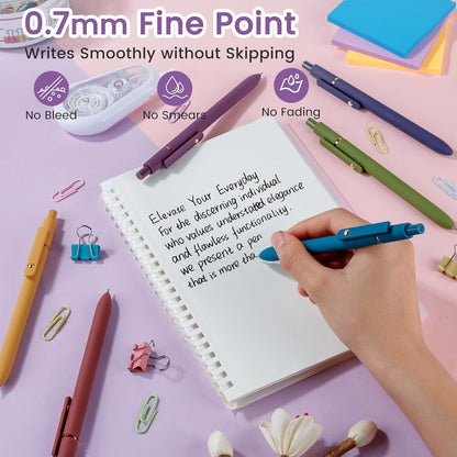 FIOVER 5pcs Gel Pens Quick Dry Ink Pens Fine Point Premium Retractable Rolling Ball Gel Pens Black Ink Smooth Writing for School Office Home