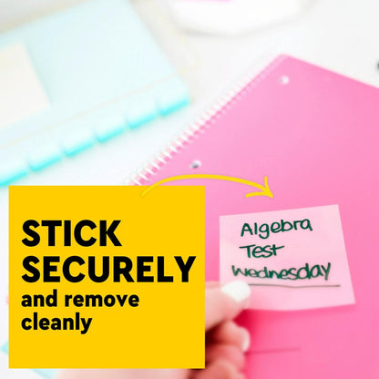 Post-it Transparent Notes, 2.8 in. x 2.8 in., Blue, Pink, Green and Orange Sticky Notes, School Supplies, Office Products, Great for Studying, 8 Pads