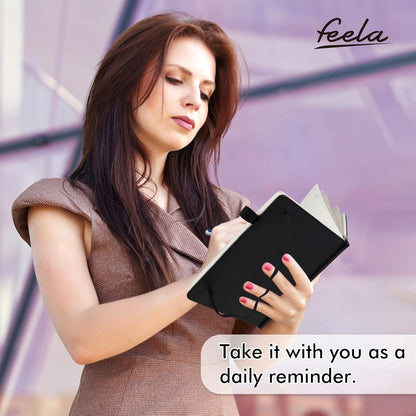 feela College Ruled Notebooks, 24 Pack Business Notebook Hardcover Lined Writing Journal with Pen Holder for Men Women Note Taking, with 24 Black Pens, 120 GSM, 5.1”x8.3”, A5, White