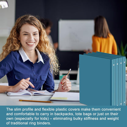 Fulmoon 12 Pcs Economy View 3 Ring Plastic Binder 12.2 x 9.8 Inch Plastic Round Ring Binders with Pockets Notebinder for Meetings for Home, Office, School(White, 1/2 Inch)