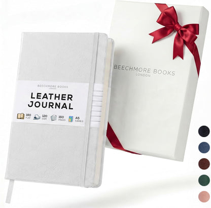 BEECHMORE BOOKS Large Lined Journal Notebook, 8.5" x 11.5" (A4) Hardcover Vegan Leather Executive Diary for Work, Thick 120gsm Paper, Lay-Flat Binding, Gift Box