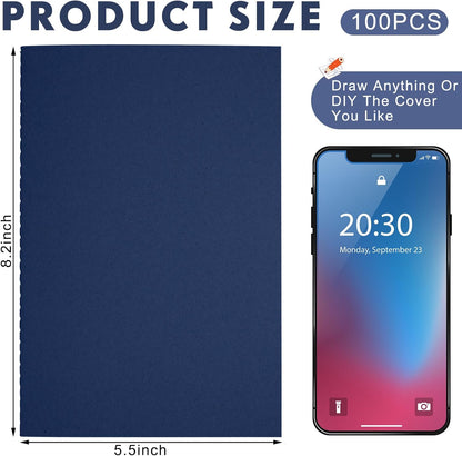 Mimorou 100 Pcs Journals Notebooks Bulk - Kraft Softcover A5 Small Notebooks 5.5 Inch x 8.3 Inch Notepads with 60 Page 30 Sheet for Writing Sketch Travel Office Supplies(Navy Blue,Lined)