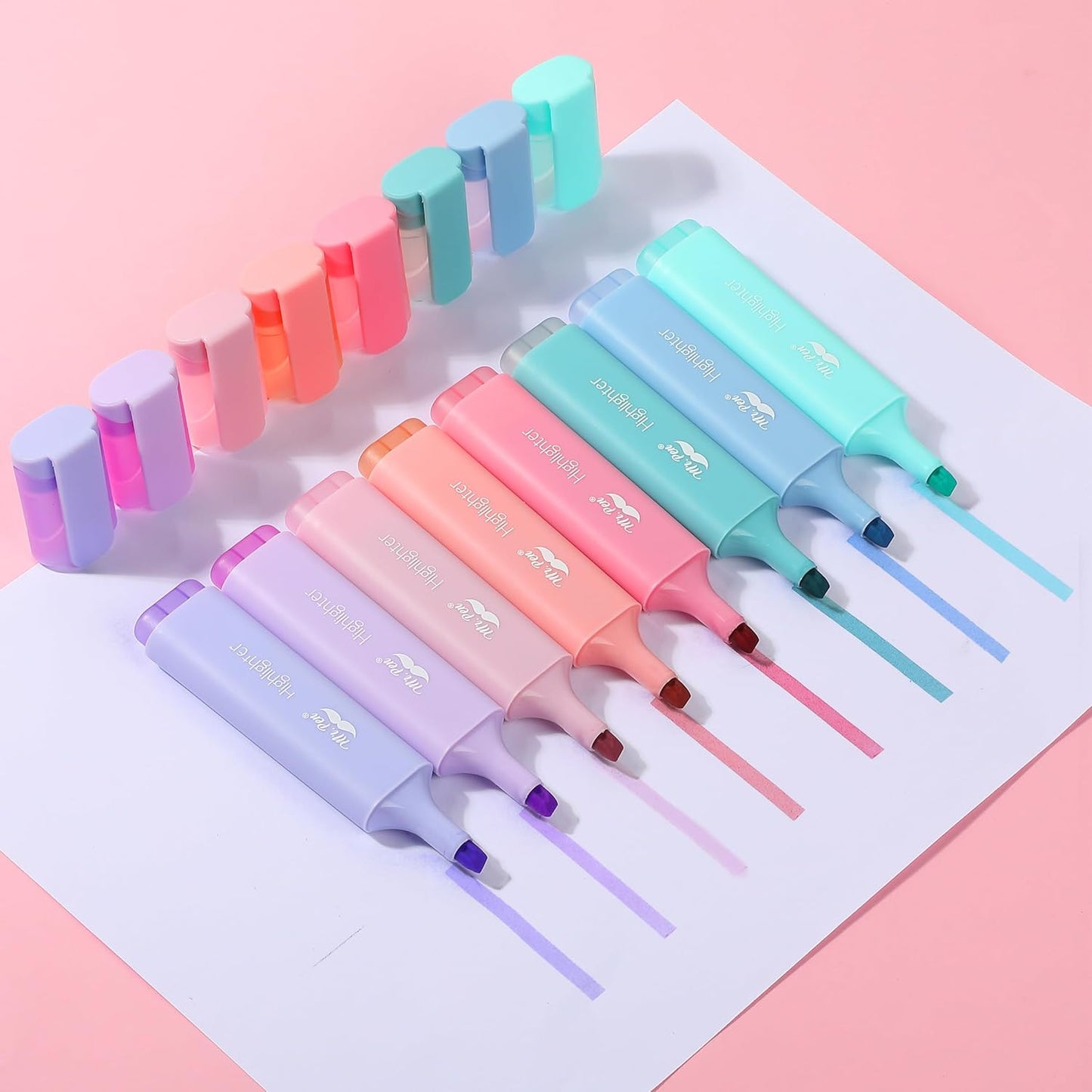 Mr. Pen- Pastel Highlighters, 8 Pack, Highlighters with Firm Chisel Tip, Quick Dry & Non-Toxic, No Bleed on Standard Paper, Ideal for Highlighting, Underlining, Journaling & Coloring