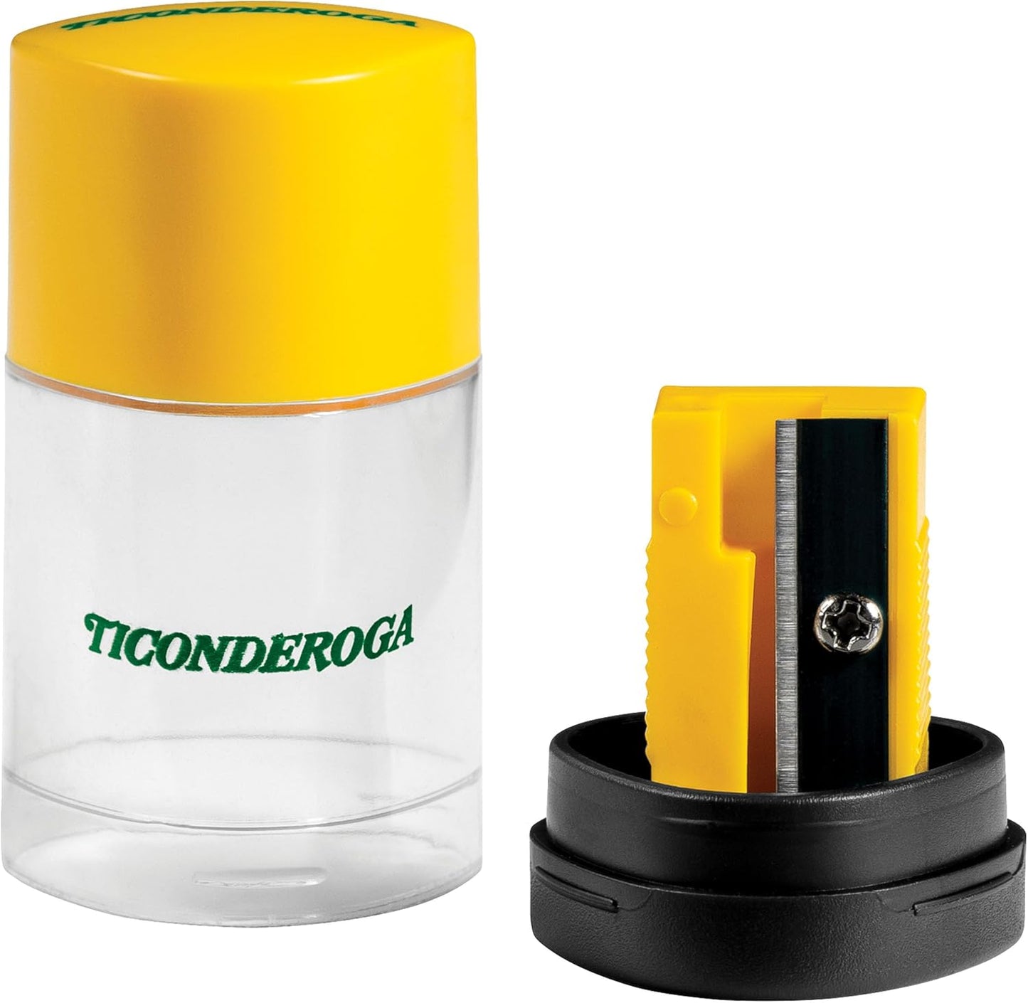 Ticonderoga Duo 2-in-1 Pencil Sharpener & Eraser, Yellow, 6 Count