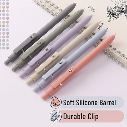 Mr. Pen- Retractable Gel Pens, 12 Pack, Morandi and Vintage Barrels, Fast Dry, Black Gel Pens Fine Point 0.5mm, Aesthetic Pens for Journaling