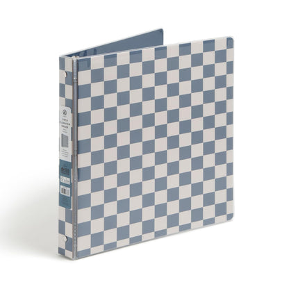 U Brands Checkered Preppy Blue 3 Ring Binder, 1-Inch, Holds 225 Sheets, Durable Round Rings, Clear View, Letter Size, 1 Pack