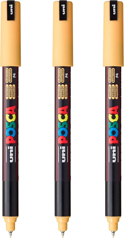 posca PC-1MR Water-Based Paint Markers, Extra Fine Tip (0.7mm), White, 3 Count