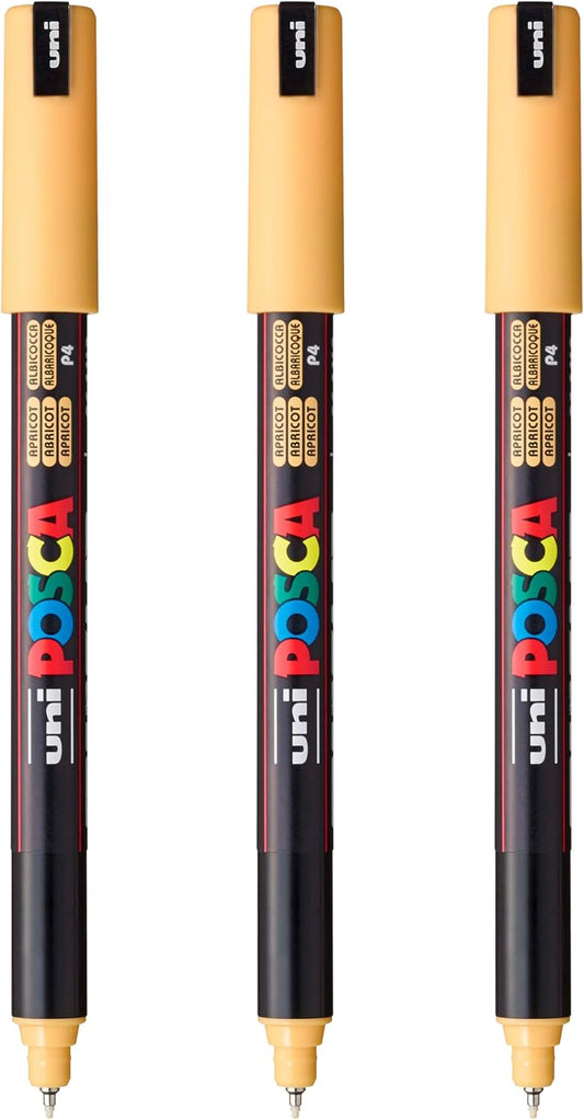 posca PC-1MR Water-Based Paint Markers, Extra Fine Tip (0.7mm), White, 3 Count