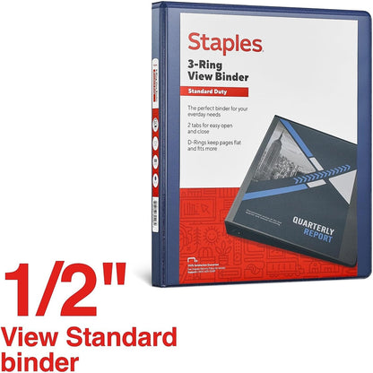Staples Standard 2-Inch 3-Ring View Binder, Holds Up to 450 Sheets, Orange, Durable Binder for Office & School
