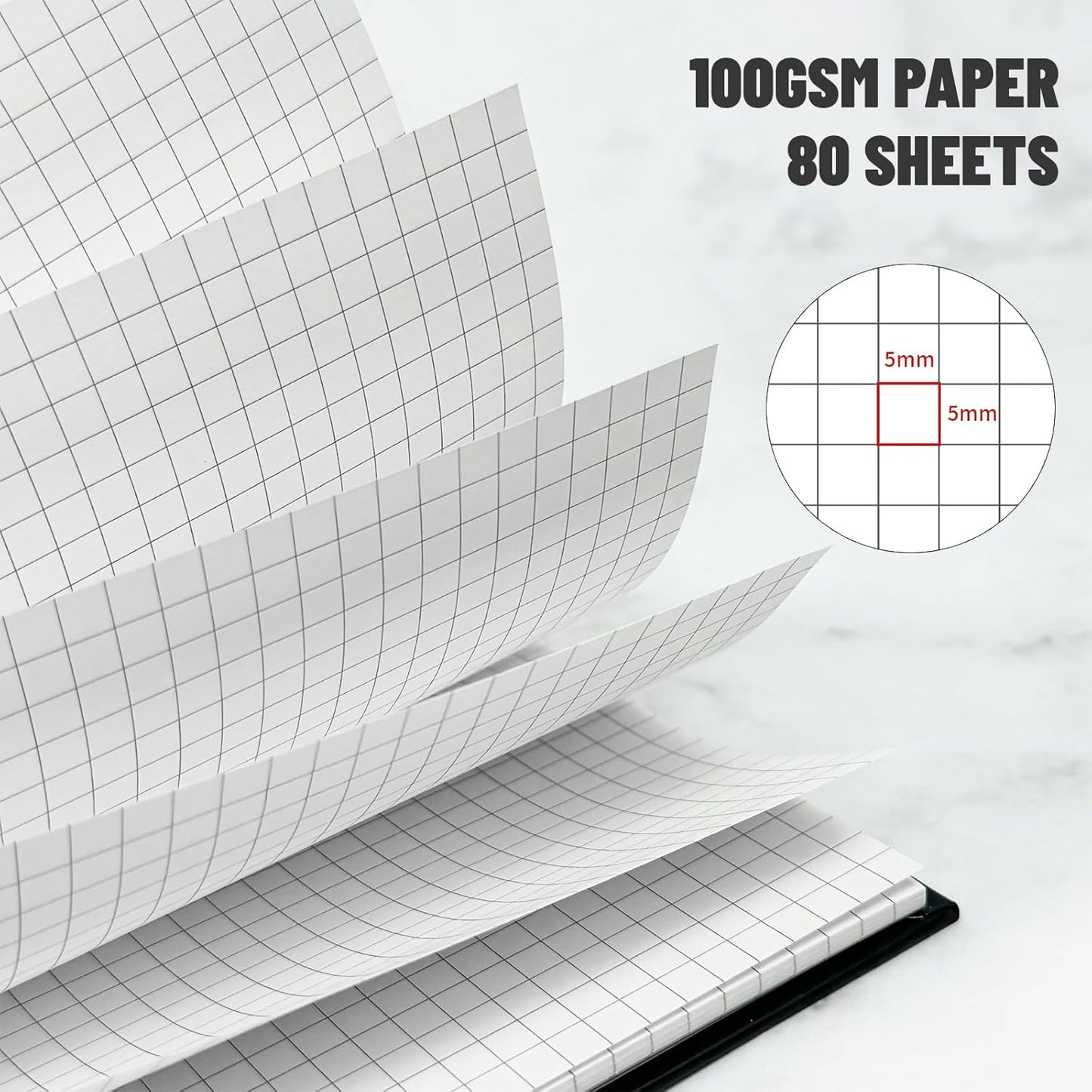 Lined Spiral Notebook B5 Black Journal 7.48'' X 10.18''-4 Pack 7mm College Ruled Hardcover Notebooks 160 Pages 100GSM Thick Paper for Note Taking School Office Supplies