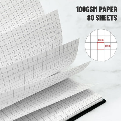 Lined Spiral Notebook B5 Black Journal 7.48'' X 10.18''-4 Pack 7mm College Ruled Hardcover Notebooks 160 Pages 100GSM Thick Paper for Note Taking School Office Supplies