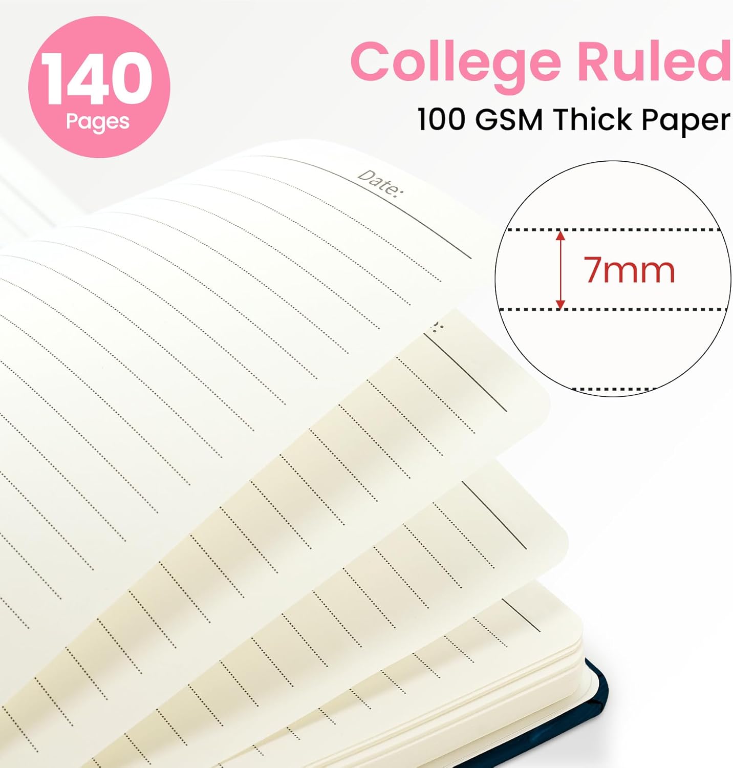 ZOTIA Lined Spiral Journal for Women, A5 Pretty Hardcover Notebook for Work, School & Office Writing, Aesthetic Writing Journal College Ruled, 140 Pages, 5.8" x 8.3", Twilight Bloom