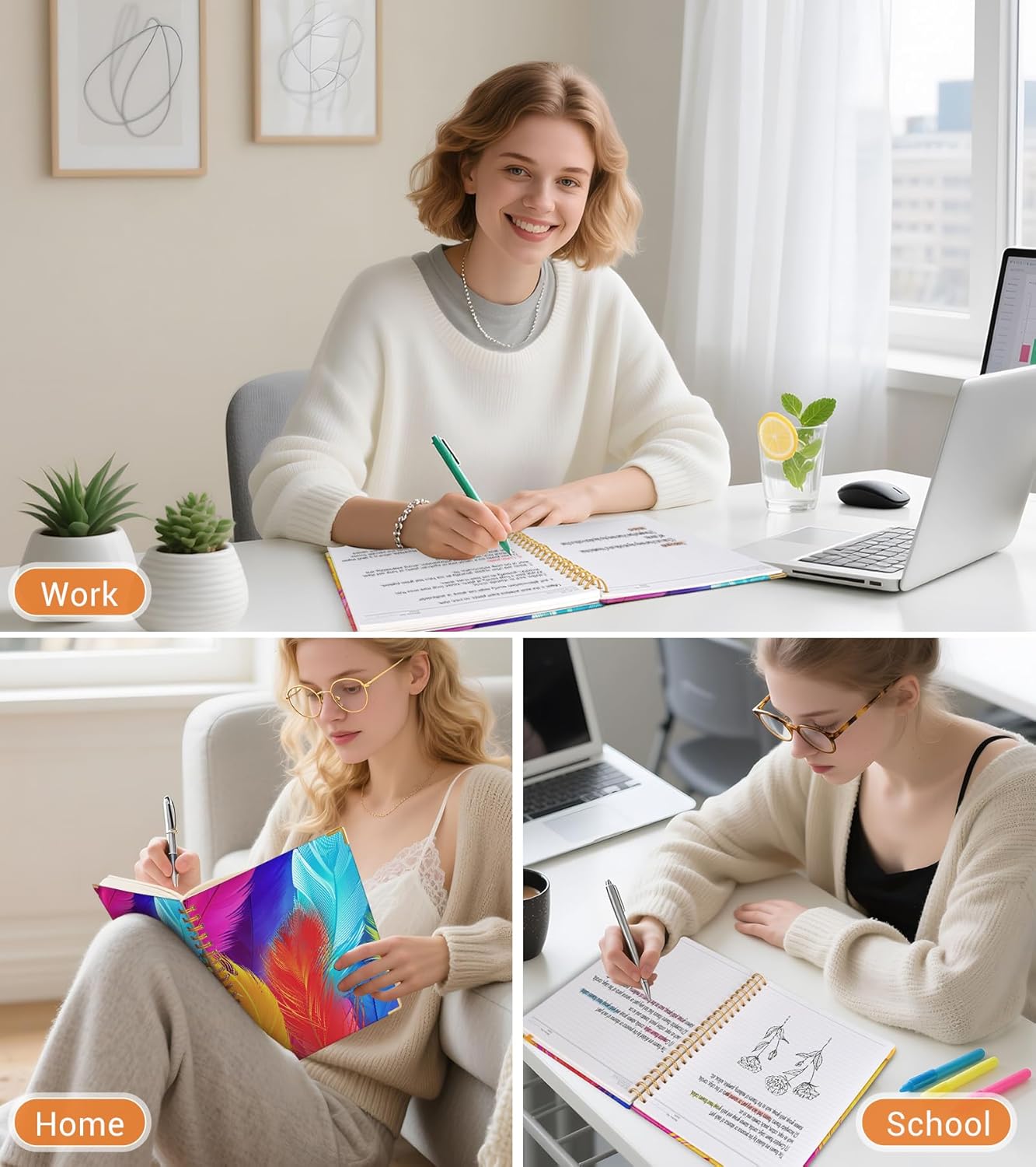 Lined Spiral Notebook Journal for Women, 200 Pages Cute Notebooks 8.5” x 11”, A4 Large Hardcover Spiral Journals with 100 GSM Thick Paper, College Ruled Notebook for Writing Work School, Autumn Tree