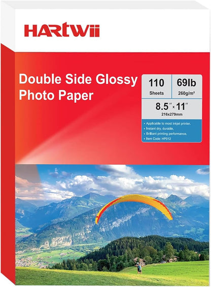 220 Sheets Photo Paper Glossy Inkjet 8.5x11 44lb 160Gsm A4 Letter Size Suitable for All Dye Ink Printers for Calendar Menu Brochure Paper Flyers Paper, Cards