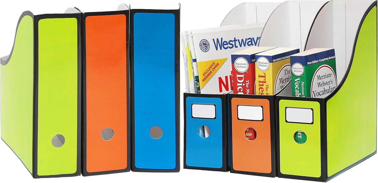 Simple Houseware 6-Pack Magazine File Holder Box, Foldable Cardboard Organizer, White