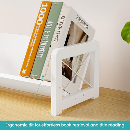 ELITEROO Desktop Bookshelf Organizer, Wood Slanted Desk Bookshelf, Small Tabletop Book Rack, Portable Mini Bookcase for Book Display, Cookbooks, Kids Reading, Office & Home Storage, Rustic Brown