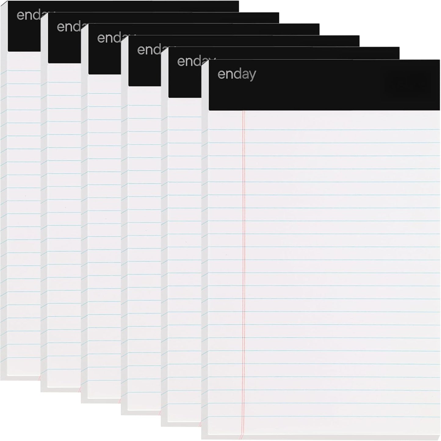 Yellow Legal Notepads 5x8, Pack of 6 - legal Ruled Writing Pad. Perforated Edge. Canary Yellow, Universal, Junior Size, 50 sheets per Pad. By Enday