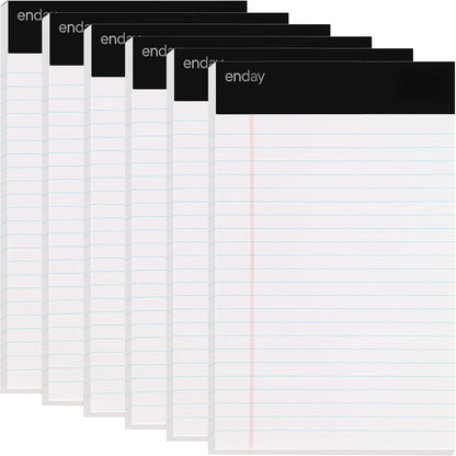 Yellow Legal Notepads 5x8, Pack of 6 - legal Ruled Writing Pad. Perforated Edge. Canary Yellow, Universal, Junior Size, 50 sheets per Pad. By Enday