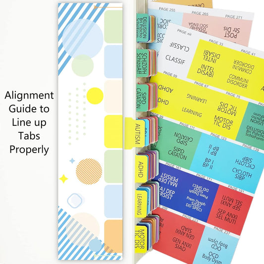 Index Tabs for DSM-5, Color-Coded and Laminated, with 11 Blank Tabs, Alignment Guide and Inspirational Bookmark Included, Tear-Resistant & Waterproof