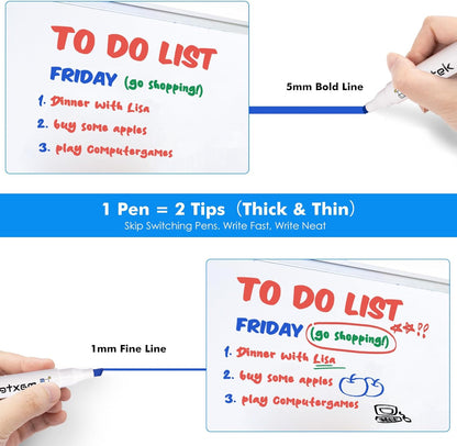 maxtek Low Odor Dry Erase Markers Chisel Tip, Whiteboard Markers Set 4 Count with 1 Magnetic Eraser