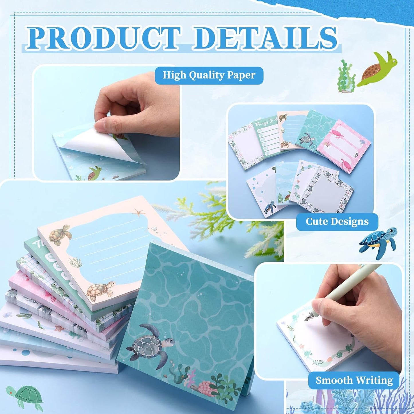 9 Pads Wildflower Sticky Notes 3x3 Inch Cute Self Stick Notepads Notes Adhesive Memo Pad Office Decor Gifts for Students School Teacher Meeting Office Supplies