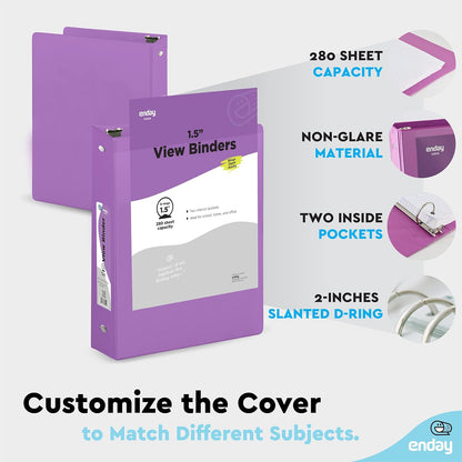 Enday 1 Inch Binder (6 Pack - Grey) 3 Ring Binder 1 inch with Clear View Cover and 2 Inside Pocket - for Letter Size 8.5 x 11'' Paper, Ideal for School Supplies, Office, and Home