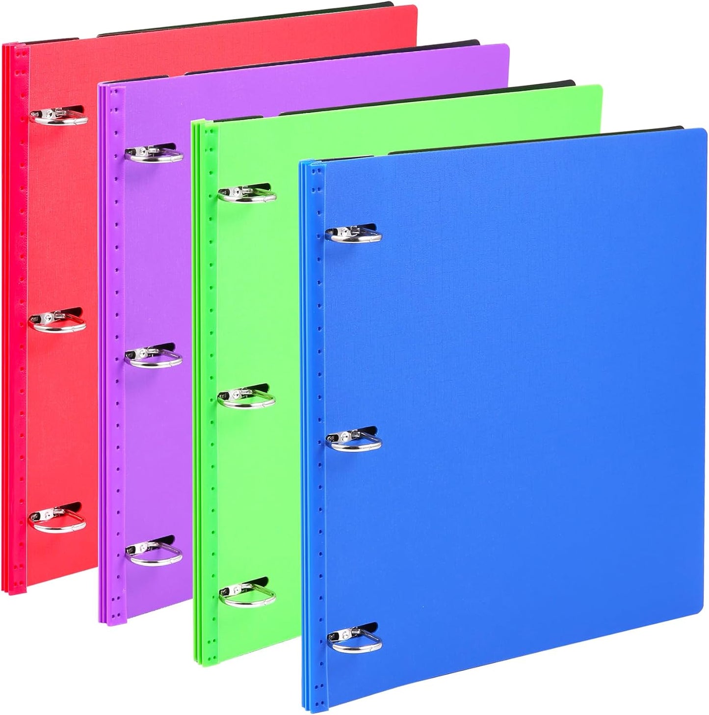 WOT I 1 Inch Telescoping 3 Ring Binder 4 Pack, Expandable Flexible Binder with Customizable Front Cover & Clear Catalog Pocket, Holds 225 Sheets, School Office Supplies, White
