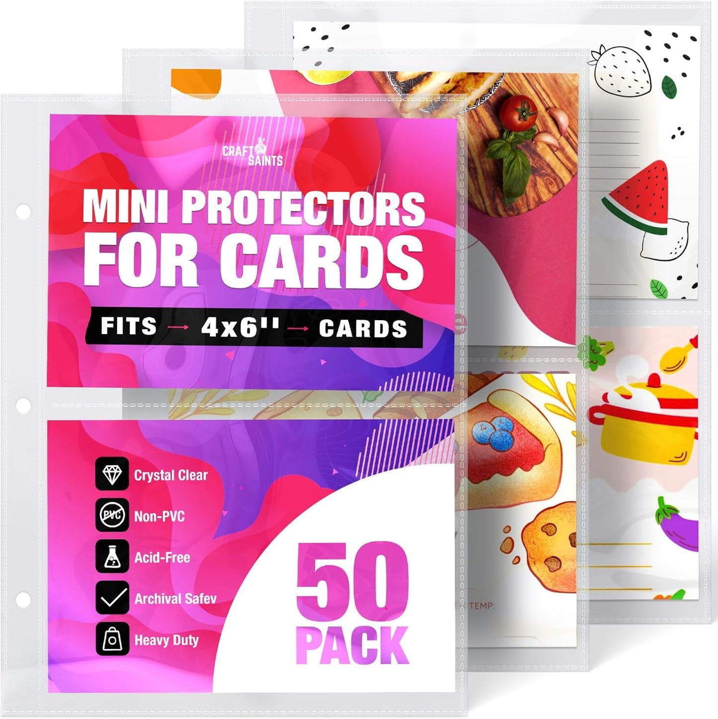 Half Letter 8.5x5.5’’ Pack of 100 Heavy Duty Page Sleeve Protectors for Mini 3-Ring Binders, Top Loading Crystal Clear & Archival Safe Refill Sheets, Acid-Free & Reinforced Holes