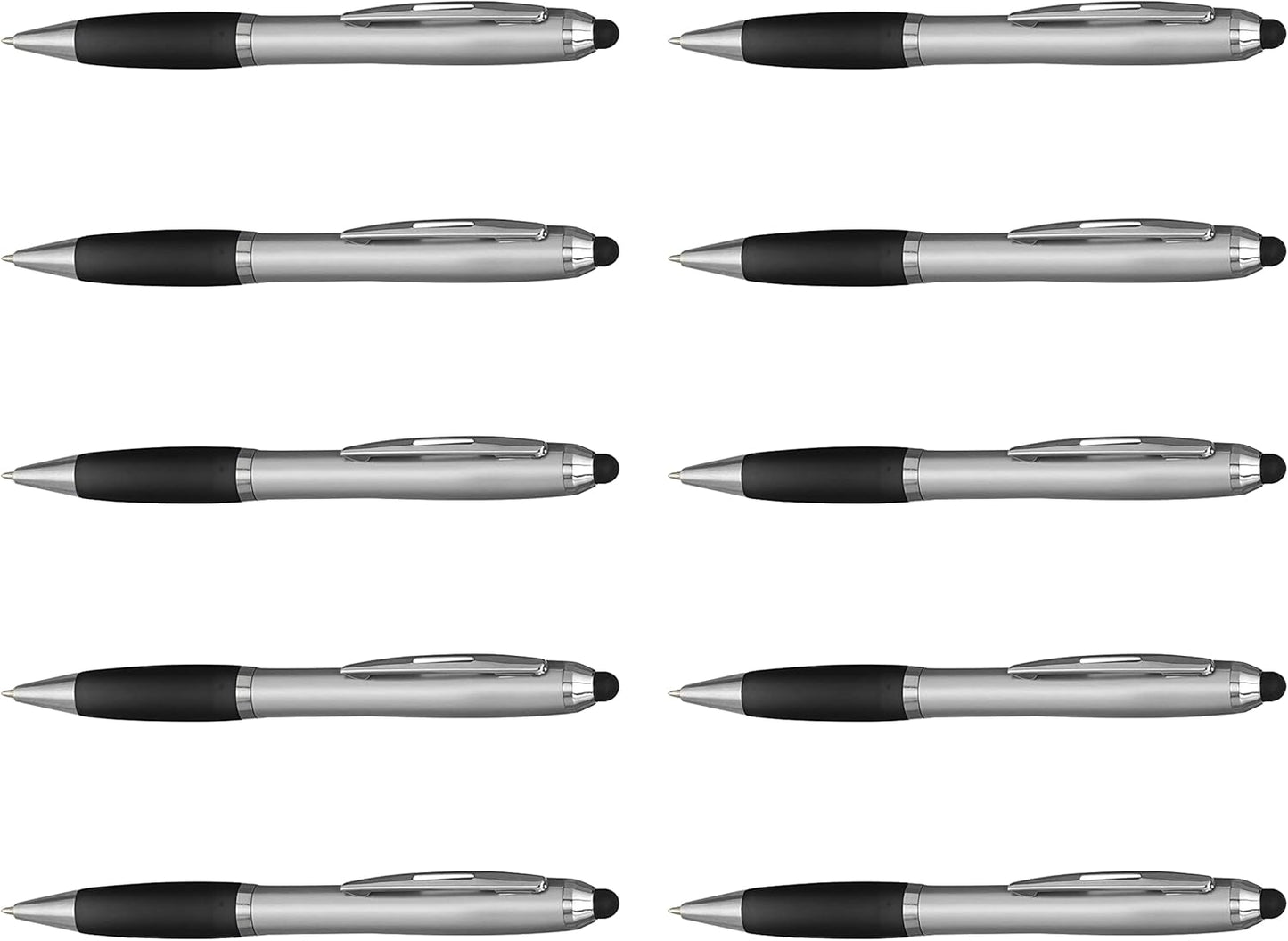 DISCOUNT PROMOS Custom Stylus Ballpoint Pens Set of 10/50/100, Personalized Bulk Pack - Black Ink, Great for Office, School, Business, Tradeshows, Events - Purple