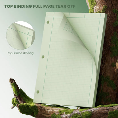 Engineering Computation Pad, 6 Pack Engineering Paper 8.5 x 11, 5x5 Quad Ruled, Top Glue Binding Engineering Notebook 8.5 x 11, 3-Hole Punched Grid Paper, Graph Paper Notebook 100 Sheets Per Pad