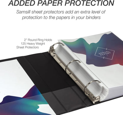 Samsill 1.5 Inch 3 Ring Binders, Economy Round Ring, Clear View Cover, 325 Sheet Capacity - for School, Home, Office - White, 4 Pack