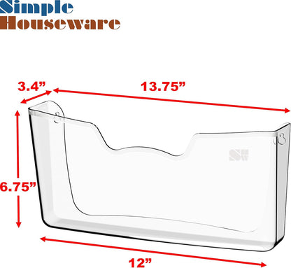 Simple Houseware Clear Single Pocket Wall Mount for Hanging File Holder, 3 Packs