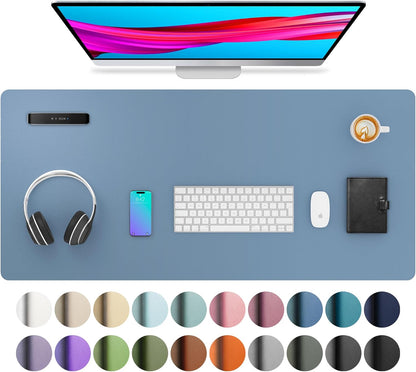 Aothia Leather Office Desk Pad Protector, Non-Slip PU Leather Desk Blotter, Waterproof Laptop Writing Mouse Pad for Office and Home, Black, 31.5" x 15.7" - Colors A