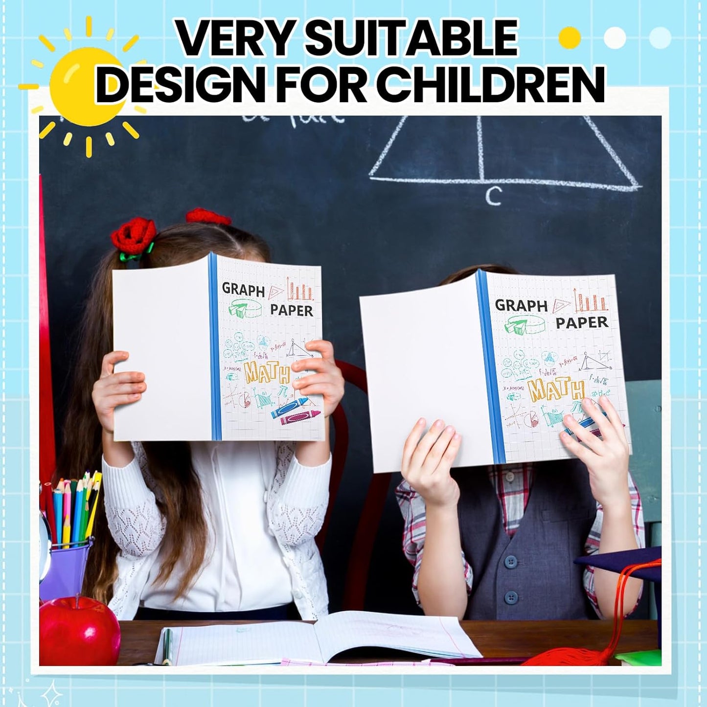 Ctosree 3 Pcs Graph Paper for Kids 1/2 Inch Squares Math Graph Paper Composition Notebook 8.5 x 11 Inches Quad Ruled Grid Notebook for Kids School Supplies