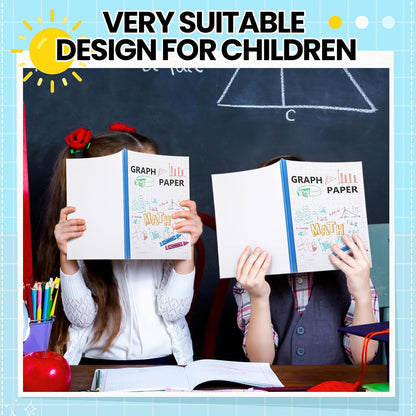Ctosree 3 Pcs Graph Paper for Kids 1/2 Inch Squares Math Graph Paper Composition Notebook 8.5 x 11 Inches Quad Ruled Grid Notebook for Kids School Supplies