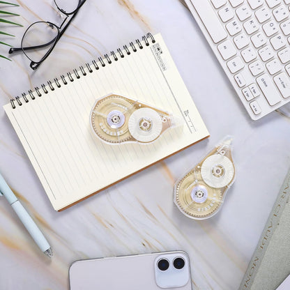 100 Ft Long Correction Tape, Tear-Resistant Beige Correction Tape Smooth Glide Quick Dry Correct Tapes for School Office Supplies, Crafting, Note Taking, Journal (2 Pieces)